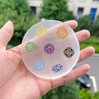 Selenite Charging Pad 8 Disc Chakra Pattern Ideal Gift