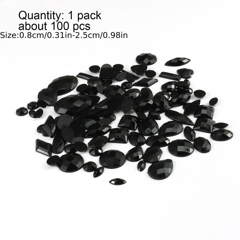 100pcs Assorted Rhinestones DIY Jewelry Making Supplies Geometric Patterns