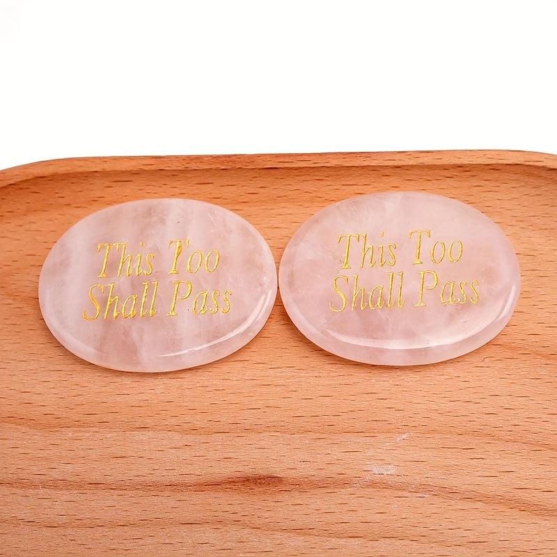 2pcs Bohemian Style Thumb Stones w/ This Too Shall Pass Engraving 35x45mm