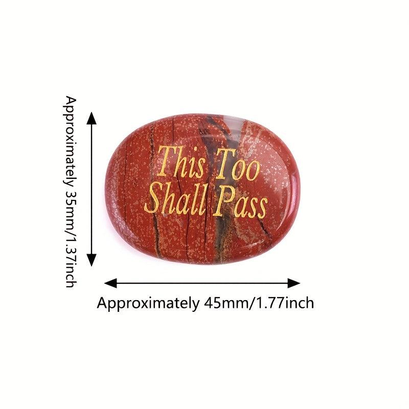 2pcs Bohemian Style Thumb Stones w/ This Too Shall Pass Engraving 35x45mm