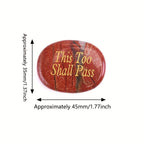 2pcs Bohemian Style Thumb Stones w/ This Too Shall Pass Engraving 35x45mm
