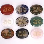 2pcs Bohemian Style Thumb Stones w/ This Too Shall Pass Engraving 35x45mm