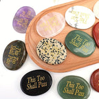 2pcs Bohemian Style Thumb Stones w/ This Too Shall Pass Engraving 35x45mm