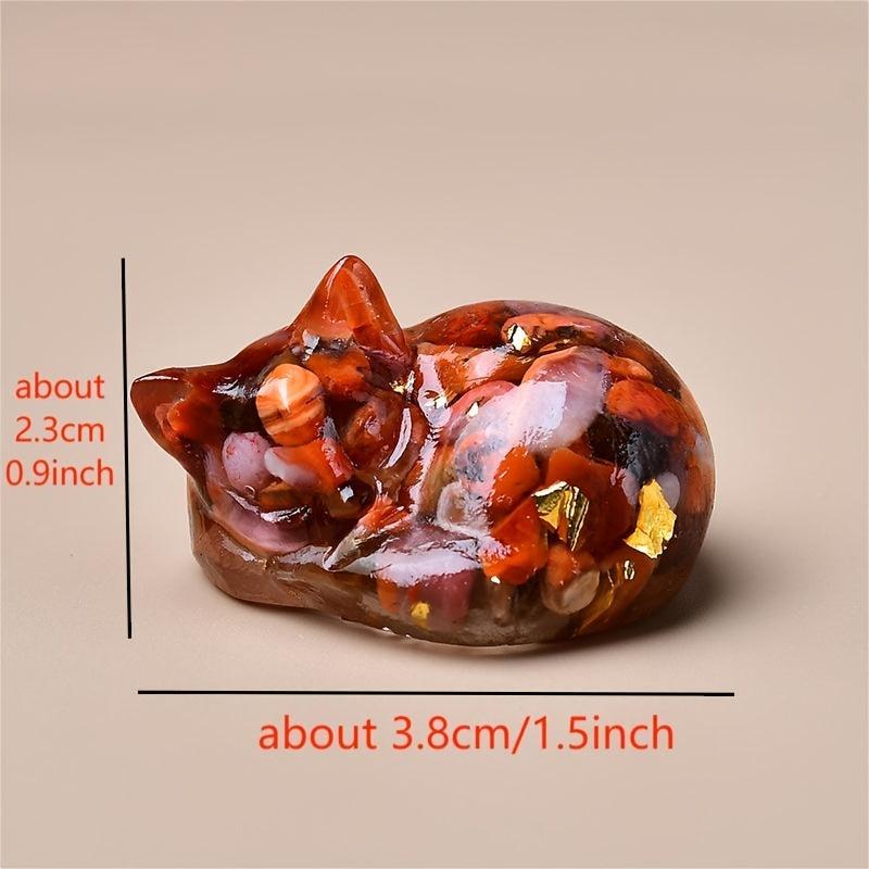 Charming Crystal Resin Sleeping Cat Ornament Home Decor Gift Pet Occasions