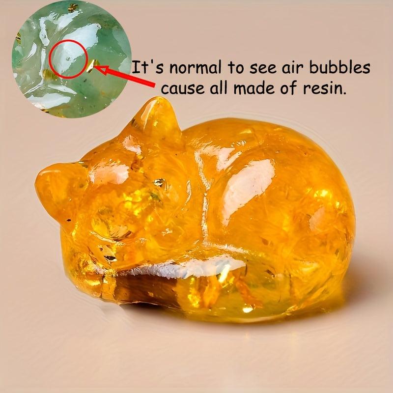 Charming Crystal Resin Sleeping Cat Ornament Home Decor Gift Pet Occasions