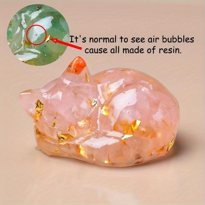 Charming Crystal Resin Sleeping Cat Ornament Home Decor Gift Pet Occasions