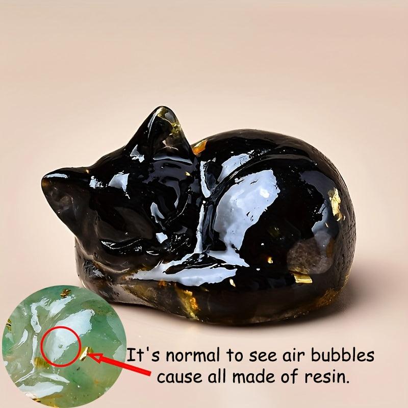 Charming Crystal Resin Sleeping Cat Ornament Home Decor Gift Pet Occasions