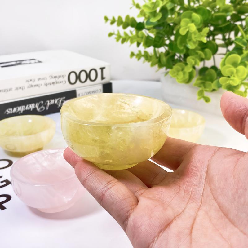 High Rose Quartz Citrine Crystal Bowl Home Decor Gift