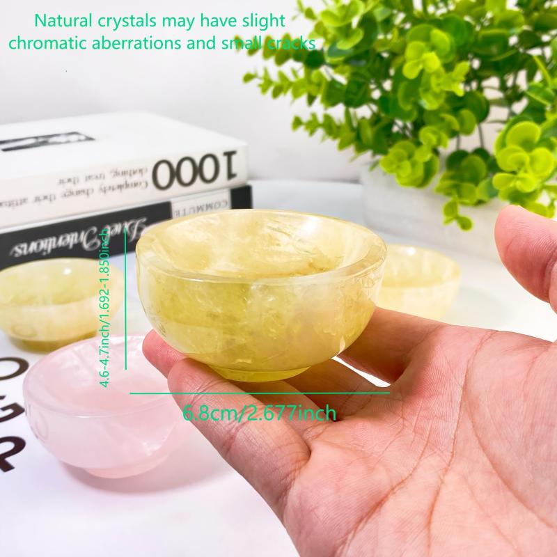 High Rose Quartz Citrine Crystal Bowl Home Decor Gift