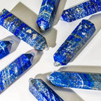 Bohemian Crystal Tower Lapis and Aquamarine Pointed Single Crystal Column