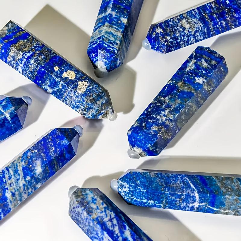 Bohemian Crystal Tower Lapis and Aquamarine Pointed Single Crystal Column