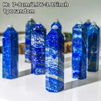 Bohemian Crystal Tower Lapis and Aquamarine Pointed Single Crystal Column