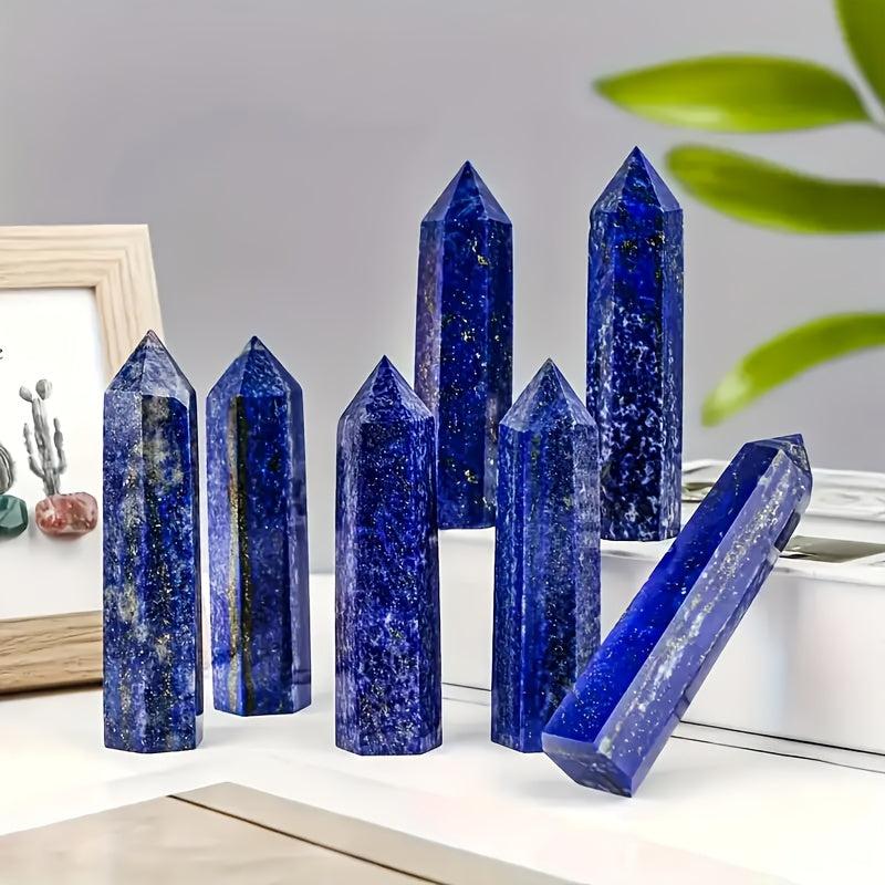 Bohemian Crystal Tower Lapis and Aquamarine Pointed Single Crystal Column