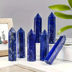 Bohemian Crystal Tower Lapis and Aquamarine Pointed Single Crystal Column