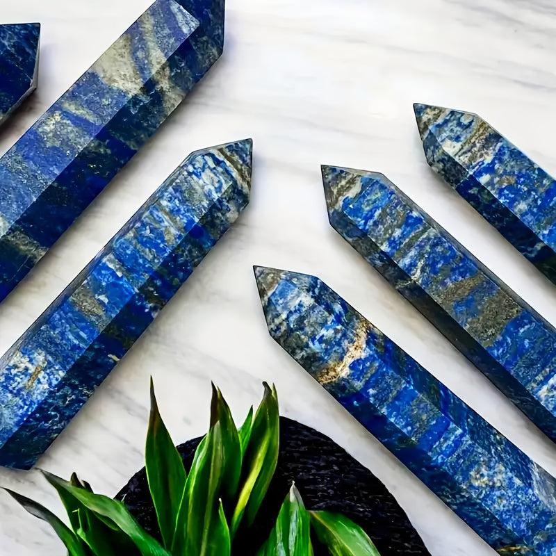 Bohemian Crystal Tower Lapis and Aquamarine Pointed Single Crystal Column