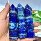 Bohemian Crystal Tower Lapis and Aquamarine Pointed Single Crystal Column
