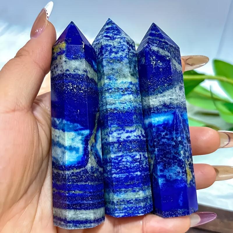 Bohemian Crystal Tower Lapis and Aquamarine Pointed Single Crystal Column