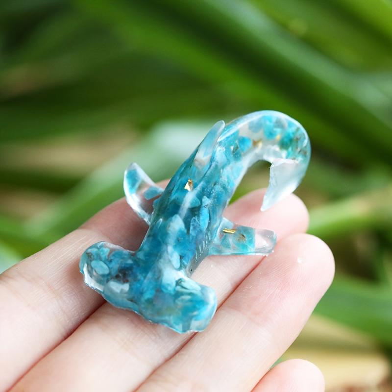 Resin Crushed Stone Shark for Fish Tank Decor Desktop Ornaments