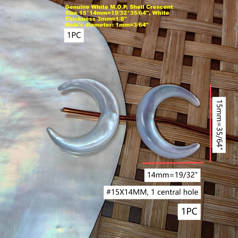 Crescent Moon Pendant Cultured Seashell Charm for Jewelry Making 15x14mm