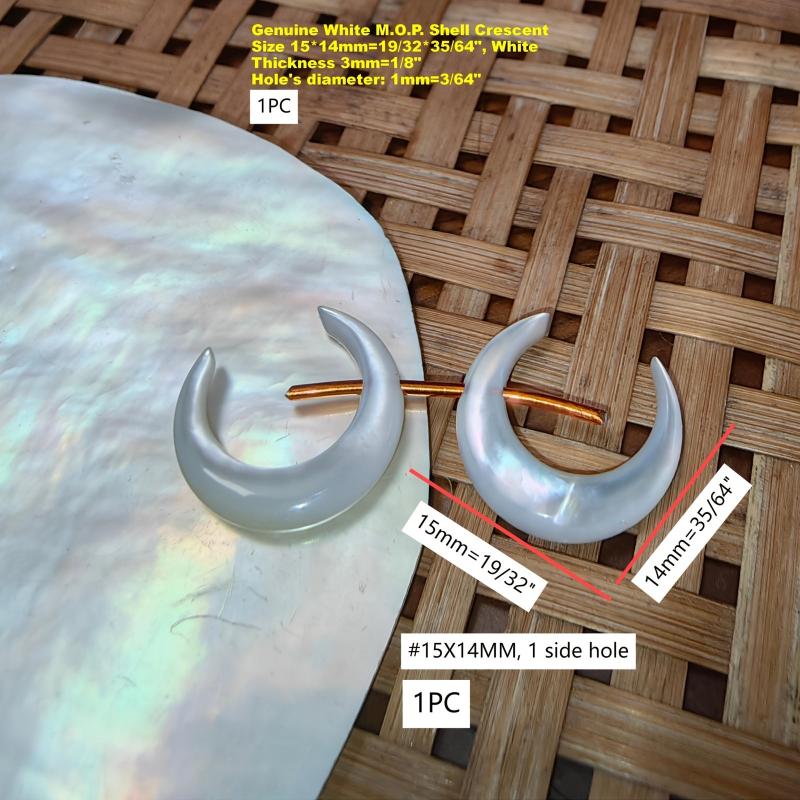 Crescent Moon Pendant Cultured Seashell Charm for Jewelry Making 15x14mm