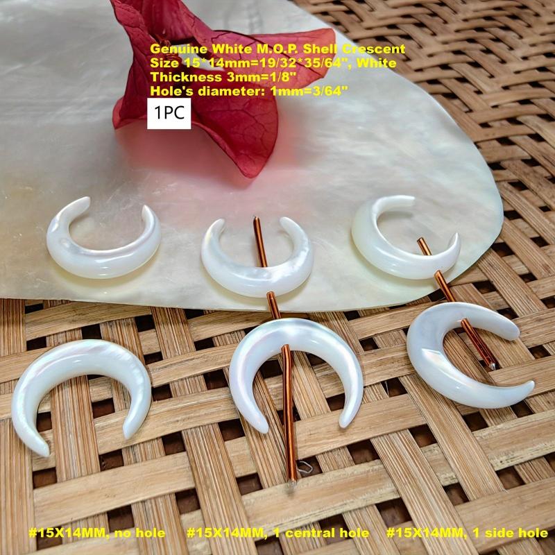 Crescent Moon Pendant Cultured Seashell Charm for Jewelry Making 15x14mm