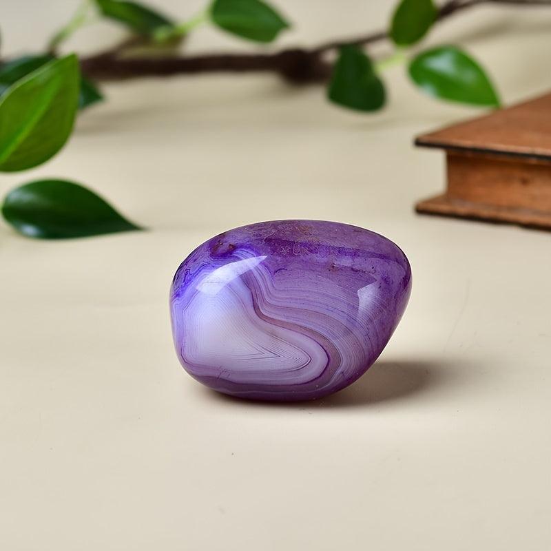 3pcs Purple Striped Agate Crystal Quartz Stones for Jewelry & Accessories