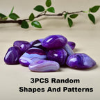3pcs Purple Striped Agate Crystal Quartz Stones for Jewelry & Accessories