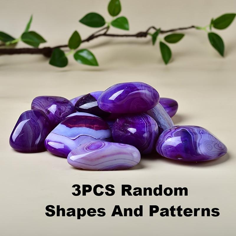 3pcs Purple Striped Agate Crystal Quartz Stones for Jewelry & Accessories