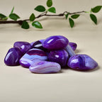 3pcs Purple Striped Agate Crystal Quartz Stones for Jewelry & Accessories