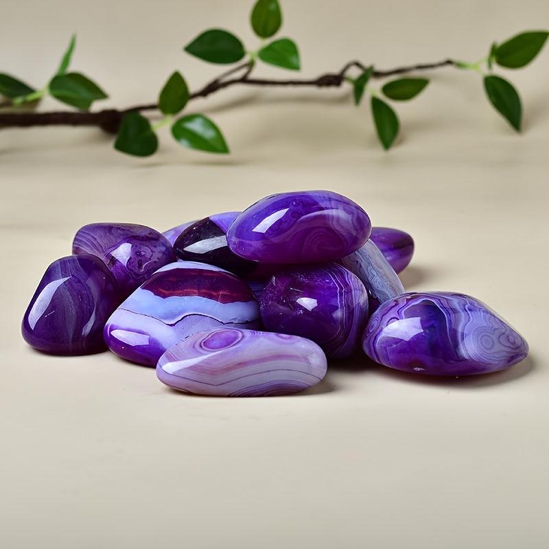 3pcs Purple Striped Agate Crystal Quartz Stones for Jewelry & Accessories