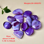 3pcs Purple Striped Agate Crystal Quartz Stones for Jewelry & Accessories