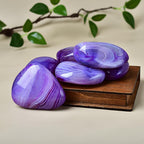3pcs Purple Striped Agate Crystal Quartz Stones for Jewelry & Accessories
