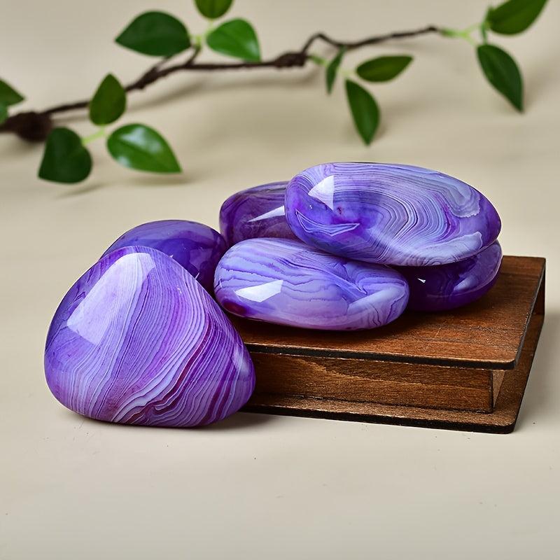 3pcs Purple Striped Agate Crystal Quartz Stones for Jewelry & Accessories