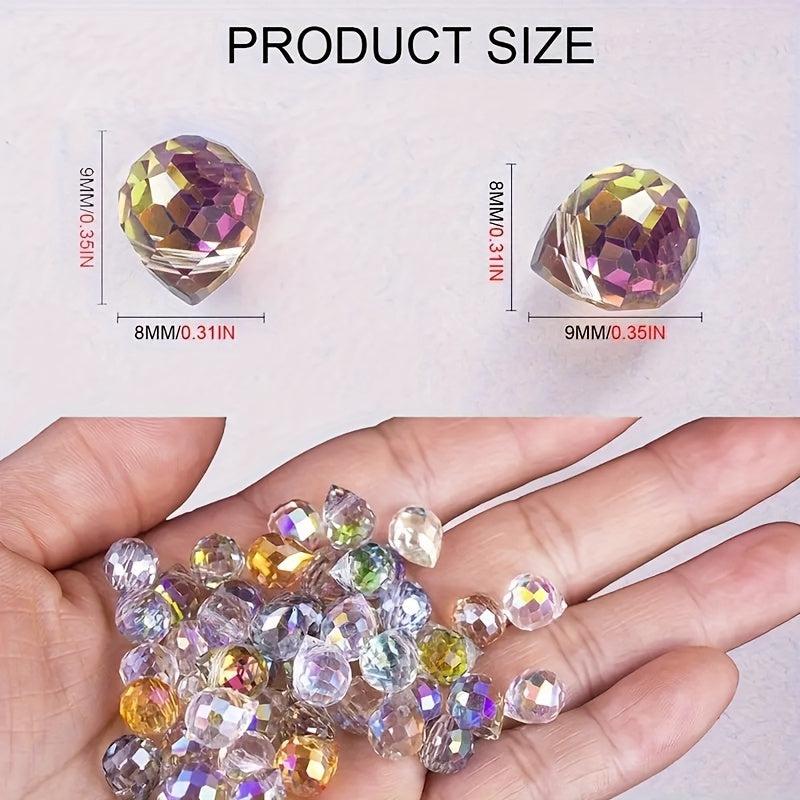 50pcs Teardrop Glass Beads 8x10mm Assorted Hues Sparkling Craft Supplies