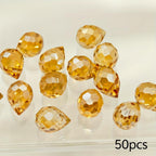 50pcs Teardrop Glass Beads 8x10mm Assorted Hues Sparkling Craft Supplies