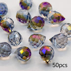 50pcs Teardrop Glass Beads 8x10mm Assorted Hues Sparkling Craft Supplies