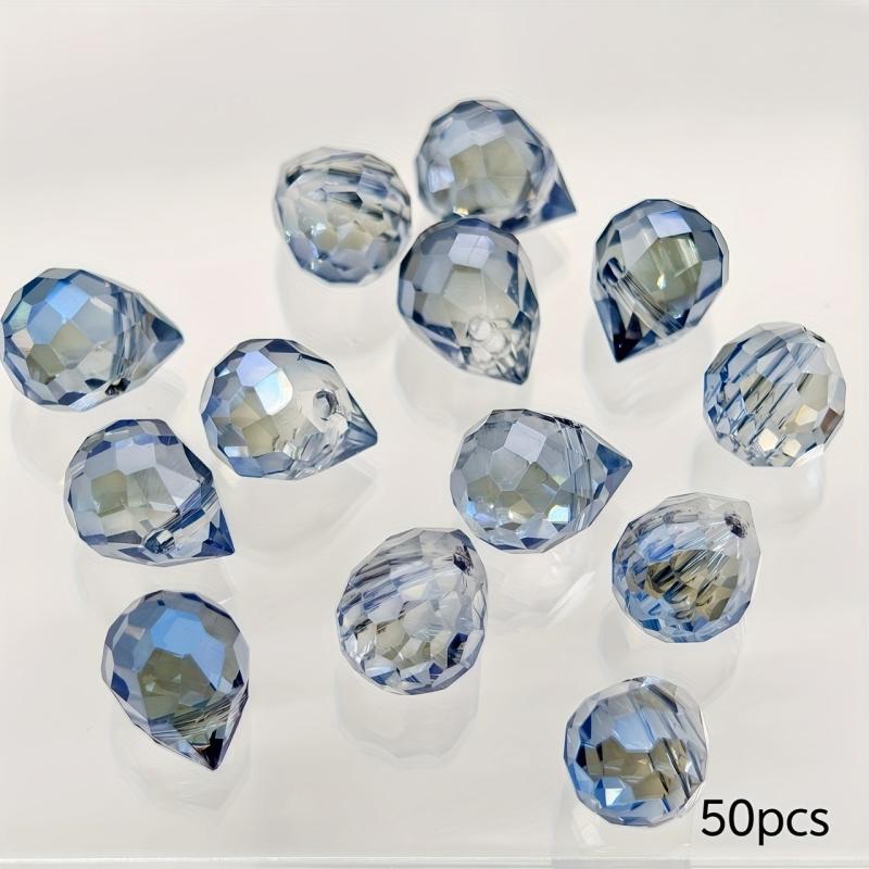 50pcs Teardrop Glass Beads 8x10mm Assorted Hues Sparkling Craft Supplies