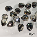 50pcs Teardrop Glass Beads 8x10mm Assorted Hues Sparkling Craft Supplies
