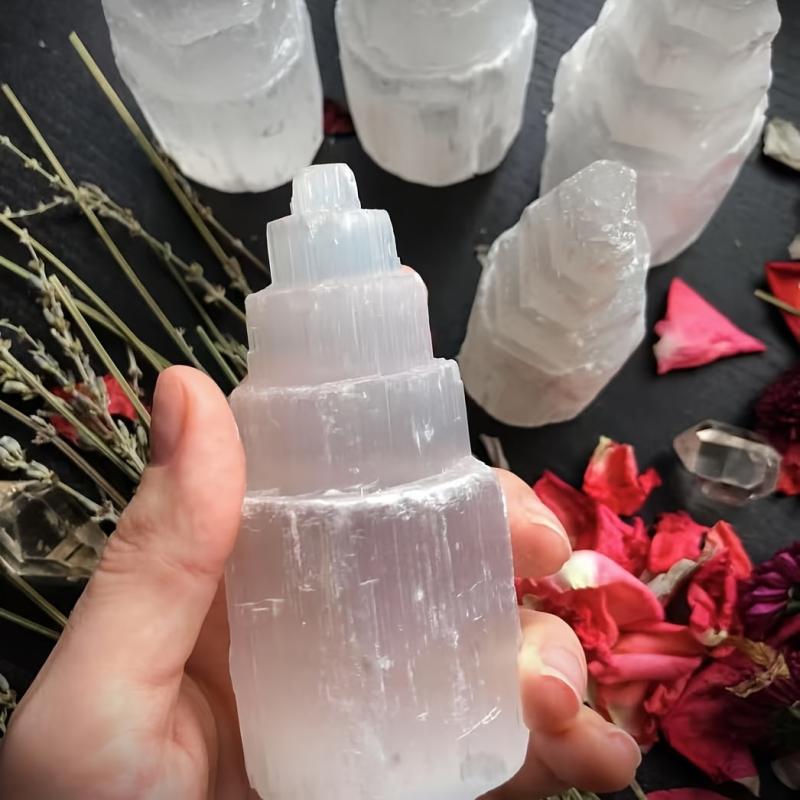 Large Selenite Skyscraper Stone Decor - Bohemian Style Indoor & Outdoor Use