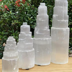 Large Selenite Skyscraper Stone Decor - Bohemian Style Indoor & Outdoor Use