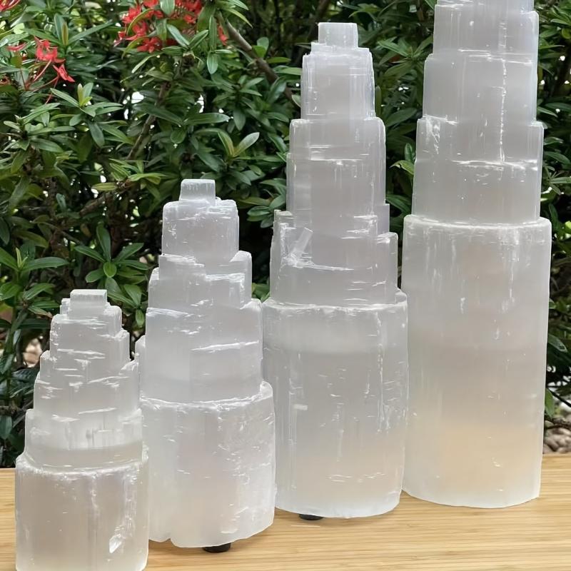 Large Selenite Skyscraper Stone Decor - Bohemian Style Indoor & Outdoor Use