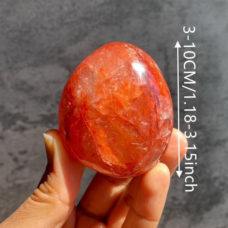 Fire Quartz Palm Stone Red Hematoid Quartz Crystal Worry Stone