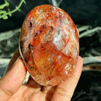 Fire Quartz Palm Stone Red Hematoid Quartz Crystal Worry Stone