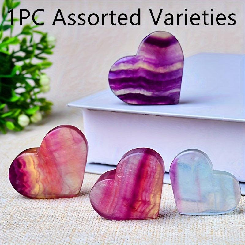 1pc Vibrant Amethyst & Rose Quartz Heart Shaped Rock Crystal Marbled Decor