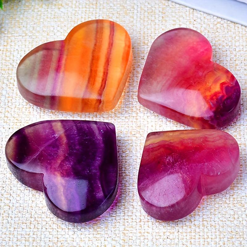 1pc Vibrant Amethyst & Rose Quartz Heart Shaped Rock Crystal Marbled Decor