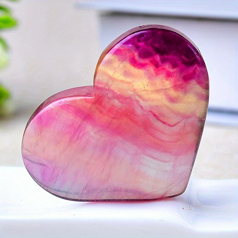 1pc Vibrant Amethyst & Rose Quartz Heart Shaped Rock Crystal Marbled Decor