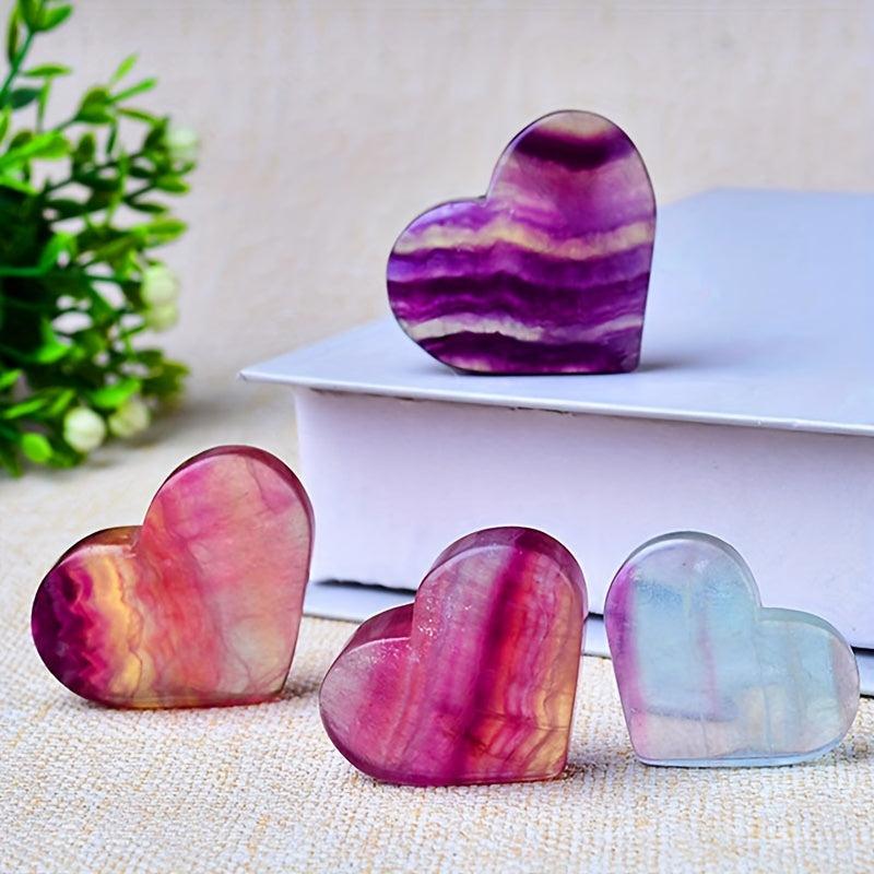 1pc Vibrant Amethyst & Rose Quartz Heart Shaped Rock Crystal Marbled Decor