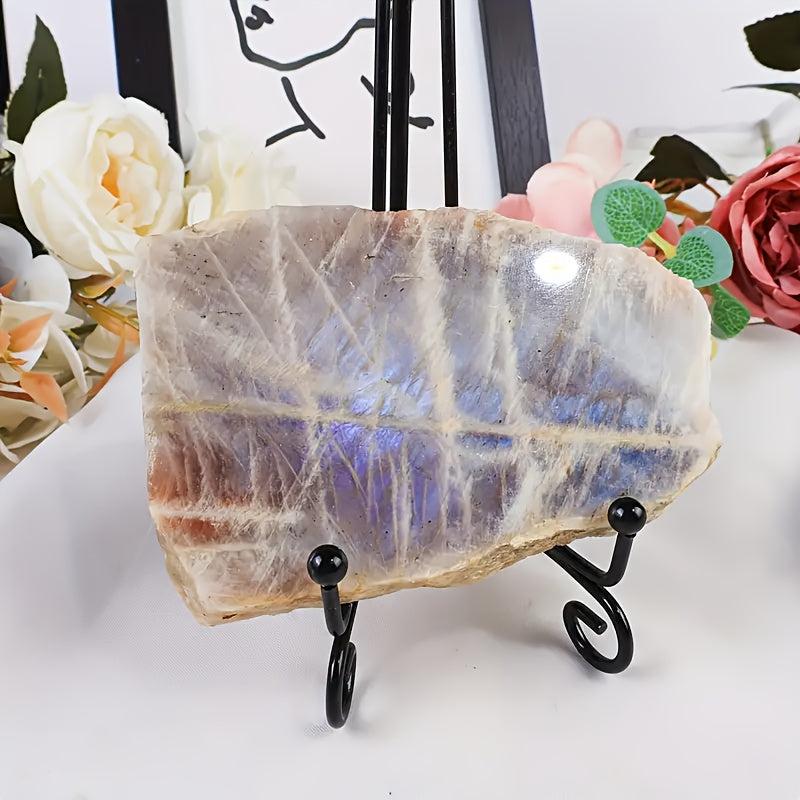 Moonstone Crystal Slice Flashy Rainbow Iridescence Oval Meditation Stone