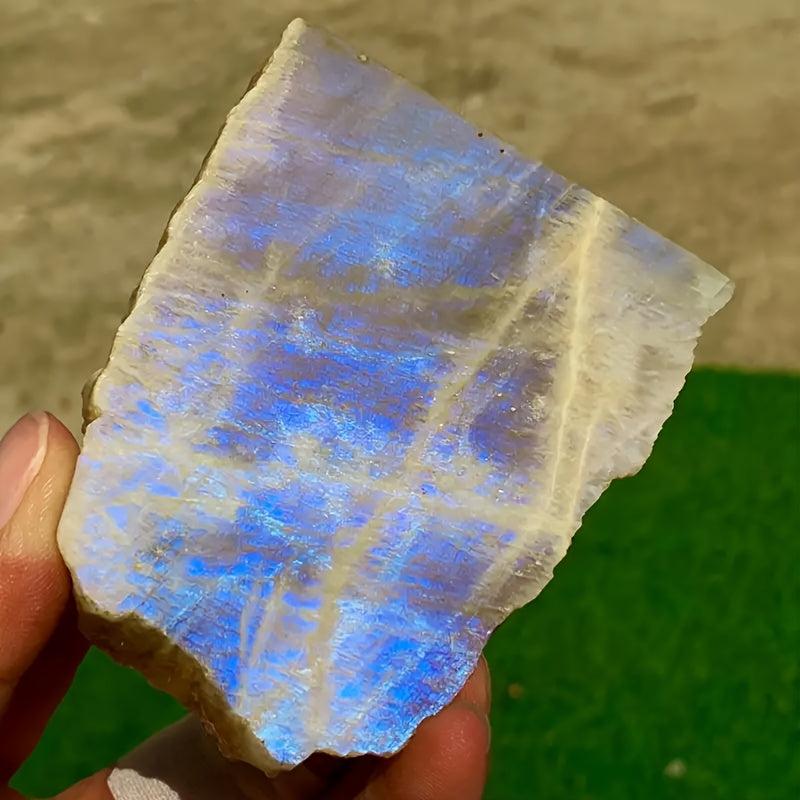 Moonstone Crystal Slice Flashy Rainbow Iridescence Oval Meditation Stone