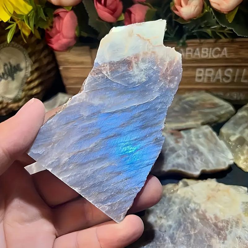 Moonstone Crystal Slice Flashy Rainbow Iridescence Oval Meditation Stone
